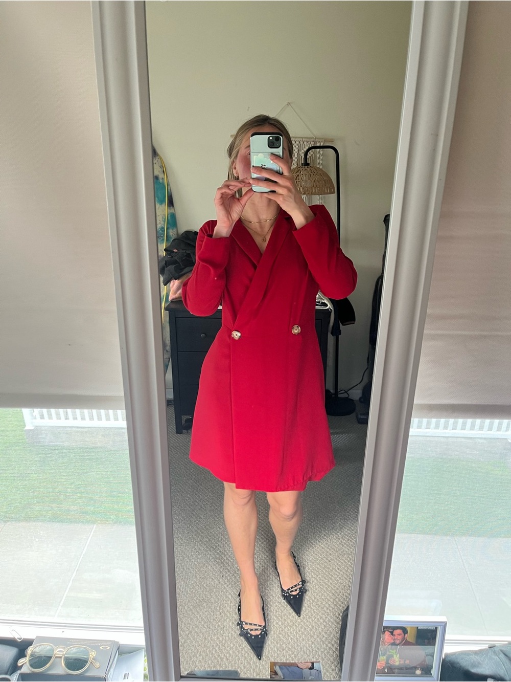 Mango Red Double-Breasted Wrap Mini Dress